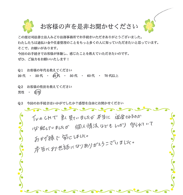 みどり法務事務所に依頼された相談者様1