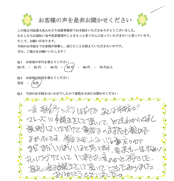 みどり法務事務所に依頼された相談者様4